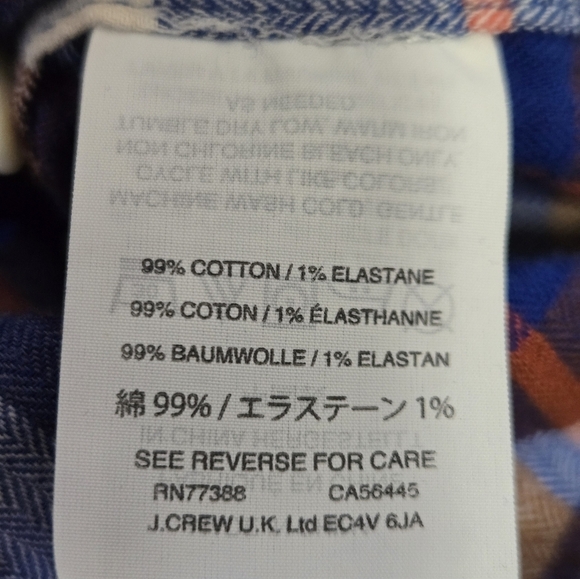 J.CREW Blue and Orange Plaid Button-Up Cotton Shirt. Size Small - Picture 9 of 12